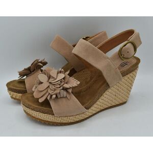 Sofft Womens Size 8 Cali Rose Taupe Suede Wedge Sandals Shoes